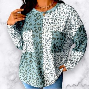 Opposite Patterned Leopard Long Sleeve Tee